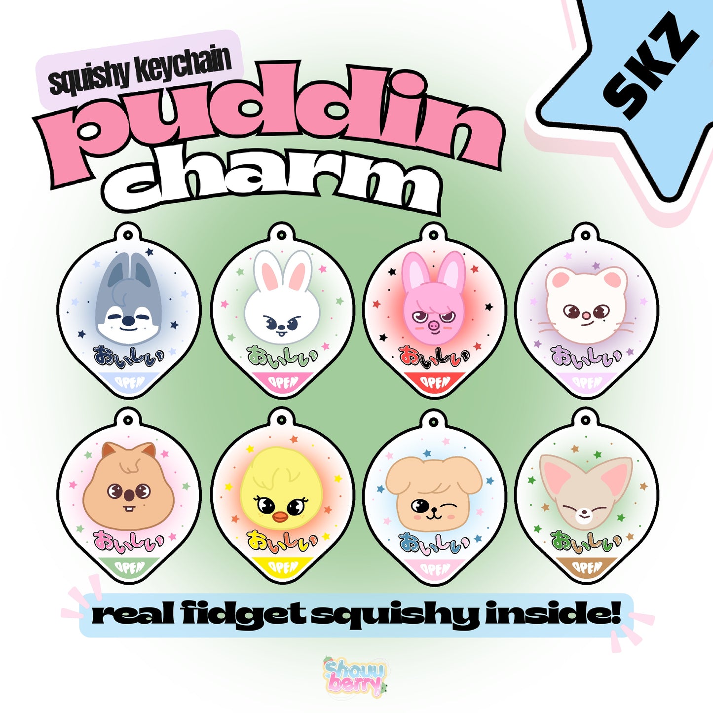 Skz pudding keychain blind box